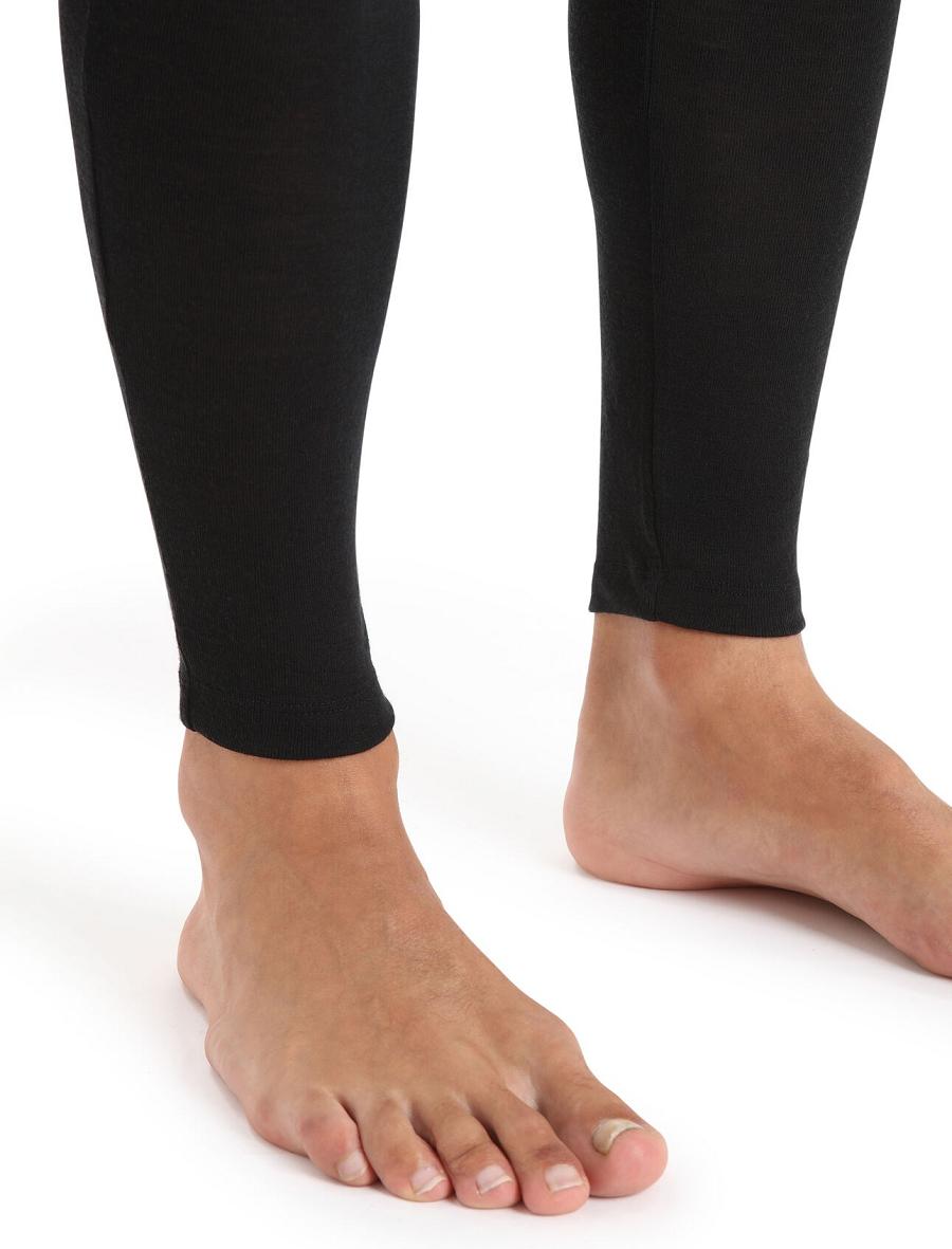 Black Men's Icebreaker Merino 175 Everyday Thermal Leggings With Fly Base Layers | USA 1400ZUTG